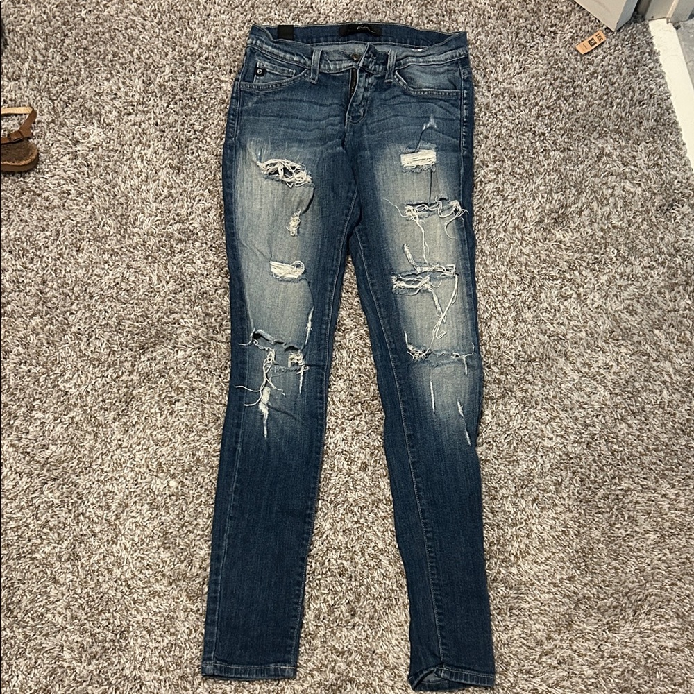 KanCan Distressed Skinny Jeans - Dark Blue Wash
